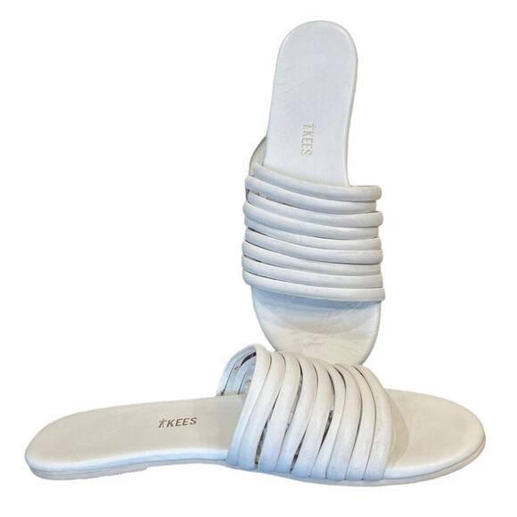 TKEES Caro Cream Leather Flat Sandals Size 9 - Picture 3 of 9